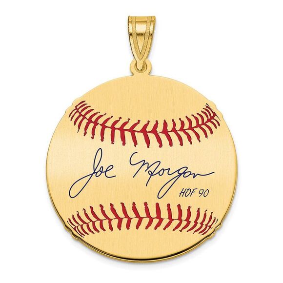 14K Gold Plated Joe Morgan Signature MD Enamel Baseball Pendant